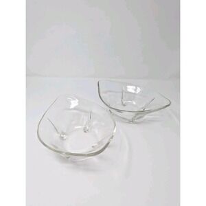 Two 8x6 Vintage Anchor Hocking Swedish Modern Bowl. Teardrop Feet